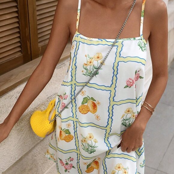 Multicolor Boho Women's Floral Print Resort Sleeveless Mini Dress - Picture 3 of 6